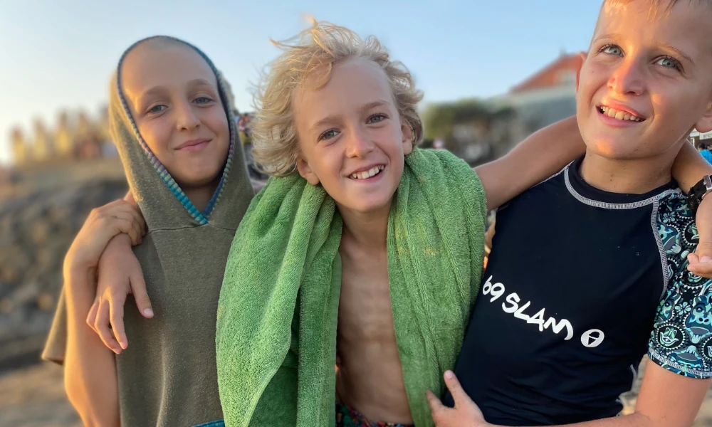 Three boys at the beach