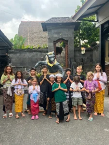 The Joglo students are all standing infront of a Balinese Ogoh Ogoh they built, ready for the new year ceremony.