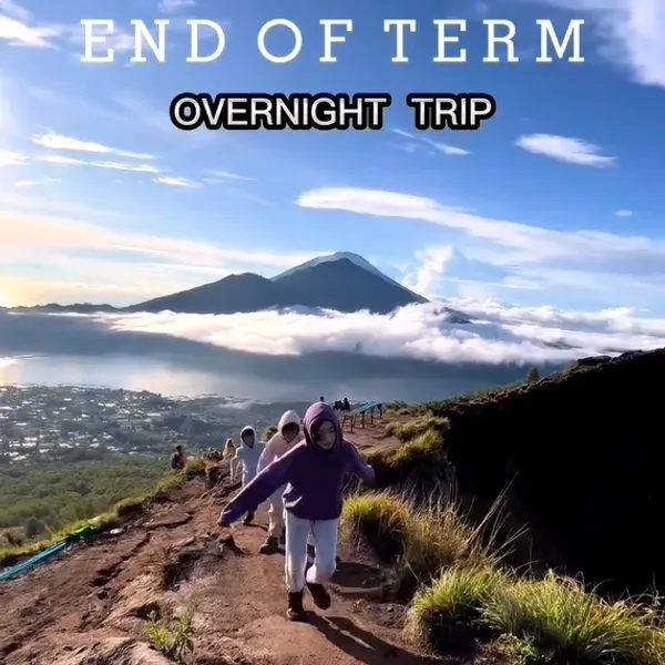 Children hiking Mt Batur