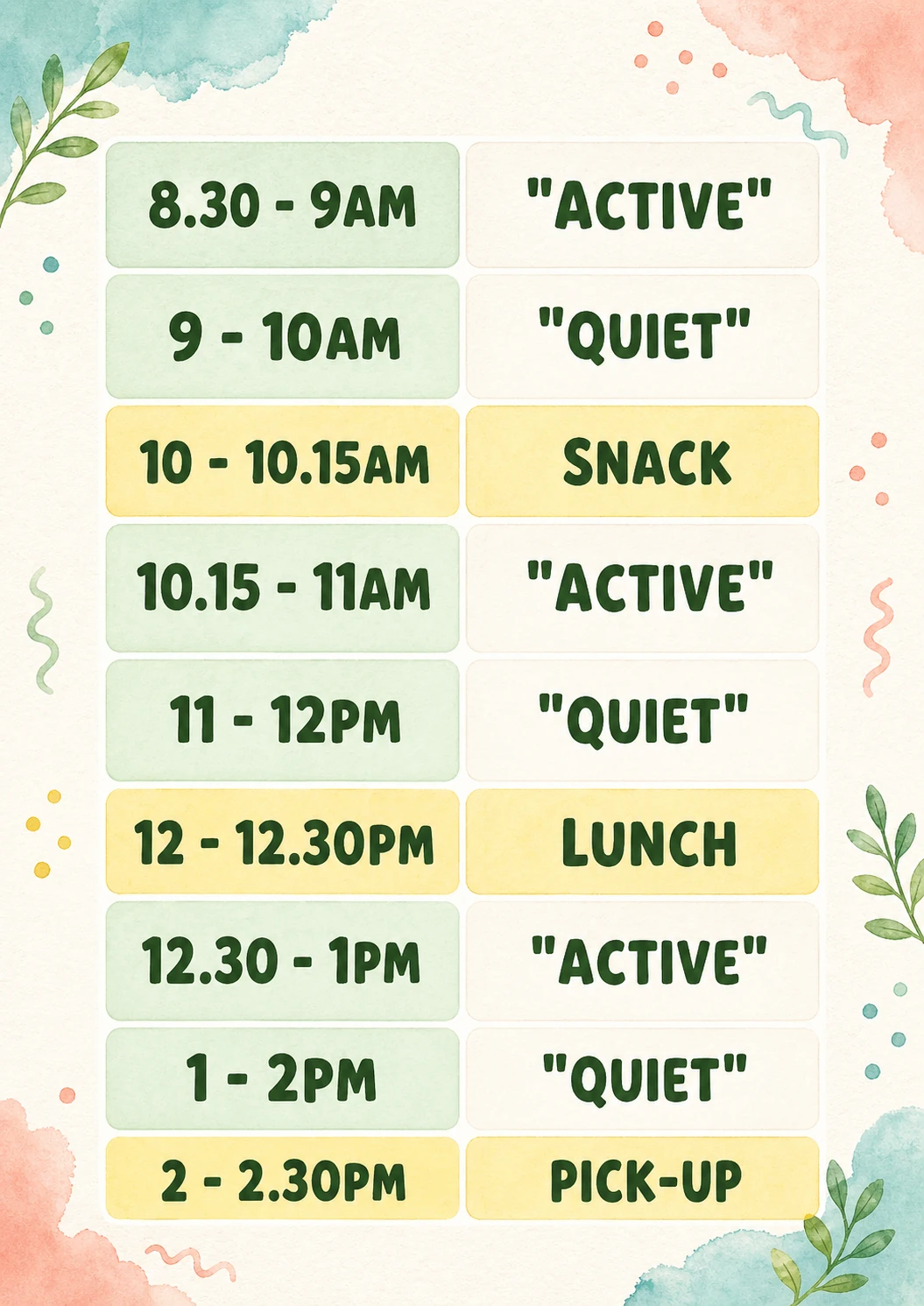 The Joglo Holiday Program Schedule