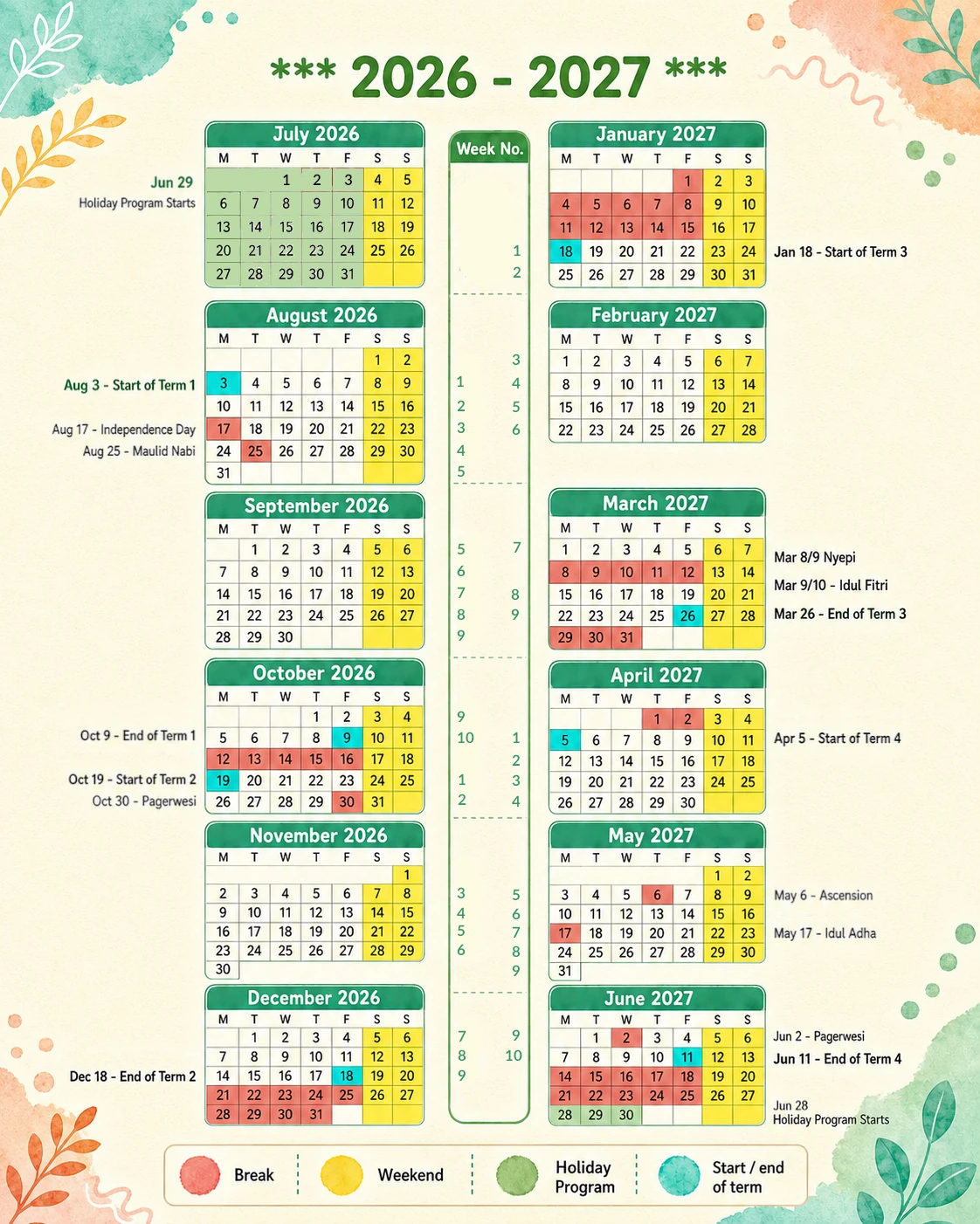 The Joglo Clubhouse 2026 calendar
