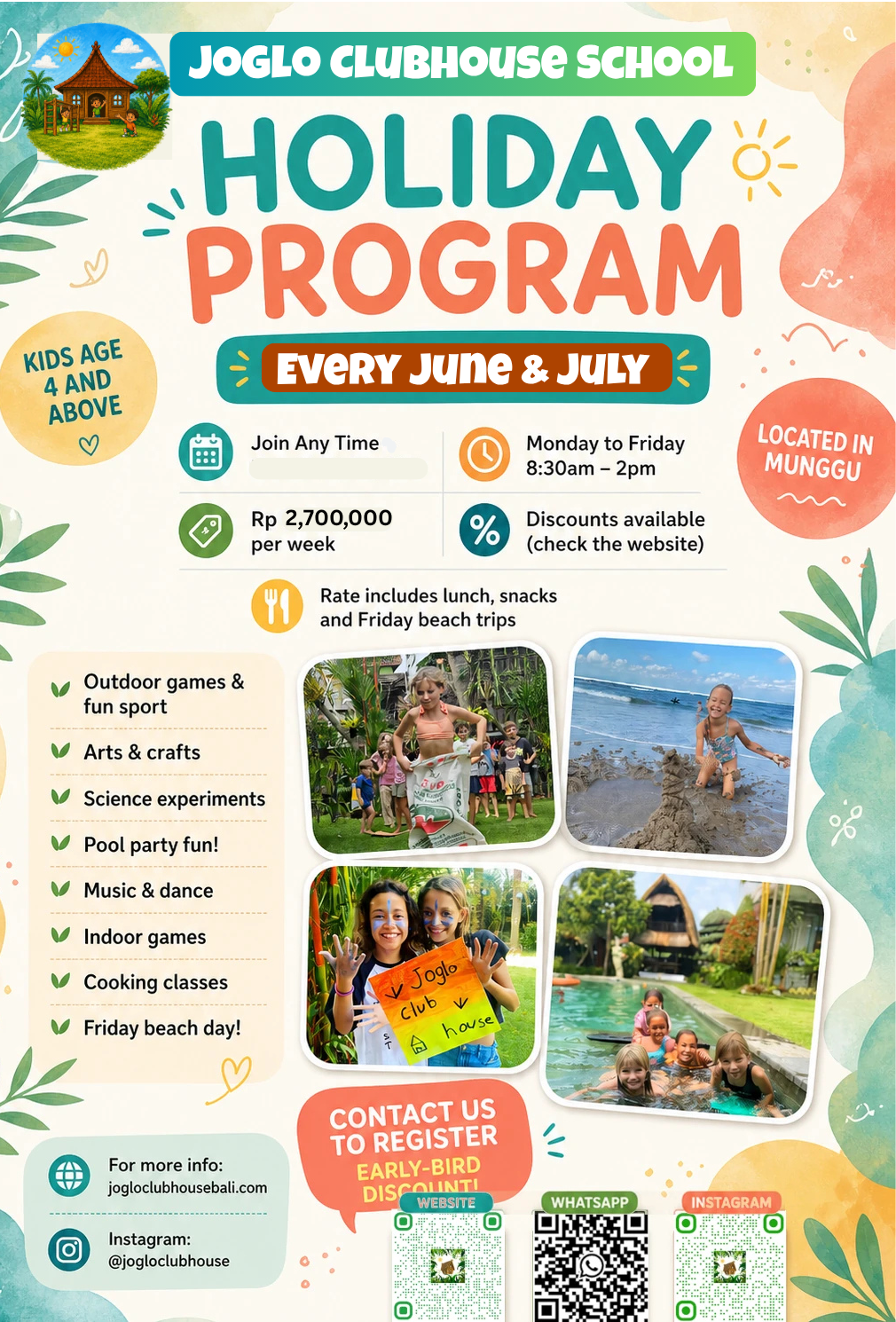 The 2026 poster for the Joglo Clubhouse School holiday program